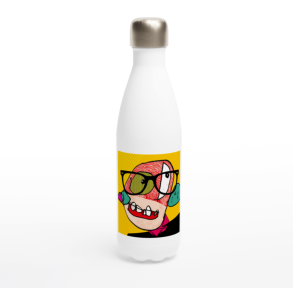 Hvit vannflaske med din kunst