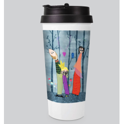 Hvitt reisekrus i rustfritt stl - trykket med din kunst