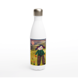 Hvit vannflaske med din kunst 
