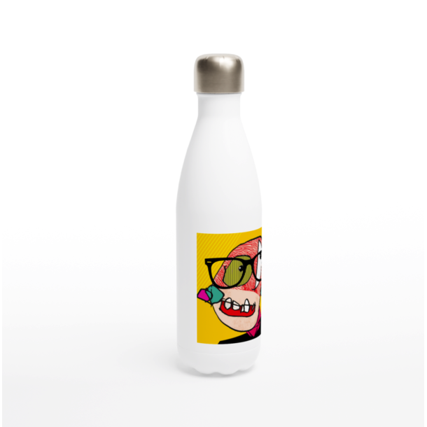 Hvit vannflaske med din kunst 