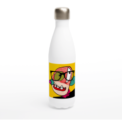 Hvit vannflaske med din kunst 