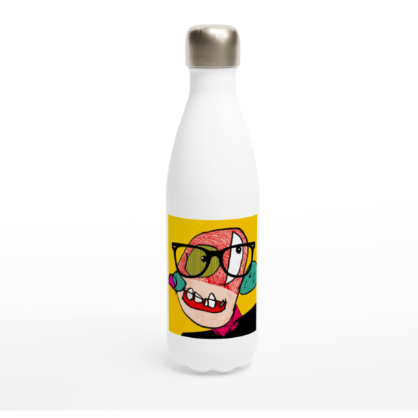 Hvit vannflaske med din kunst 