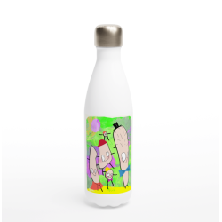 Hvit vannflaske med din kunst 